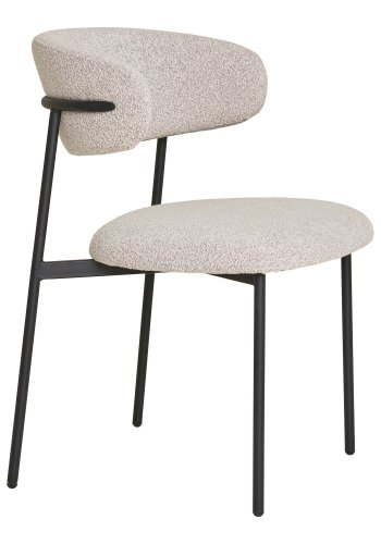 HOUSE NORDIC Mira spisestuestol - sand boucl polyesterstoff og svart stl