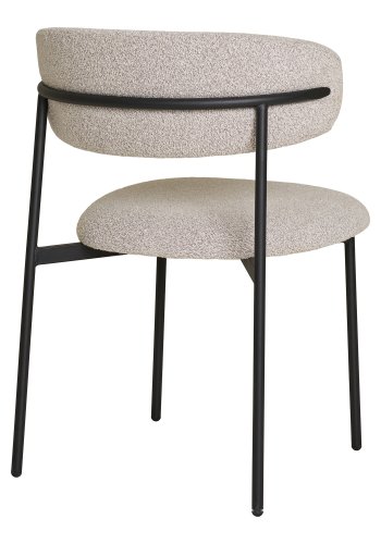 HOUSE NORDIC Mira spisestuestol - sand boucl polyesterstoff og svart stl