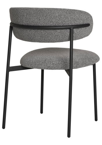 HOUSE NORDIC Mira spisestuestol - lysegrtt bouclé polyesterstoff og svart stl