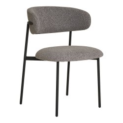 HOUSE NORDIC Mira matstol - ljusgr�tt boucl&eacute; polyestertyg och svart st�l