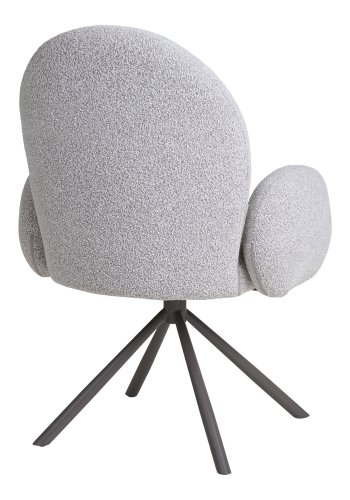 HOUSE NORDIC Lana spisestuestol, med svingbart understell og armlener - sand bouclé-stoff og grtt stl