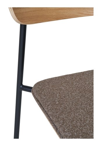 HOUSE NORDIC Estepona spisestuestol, stabelbar - brun polyester, naturlig ask og svart stl