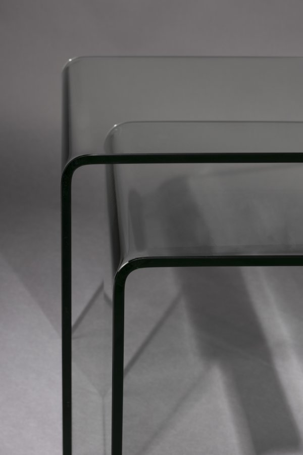 DUTCHBONE sidebord Vetro sett med 2 gjennomsiktig