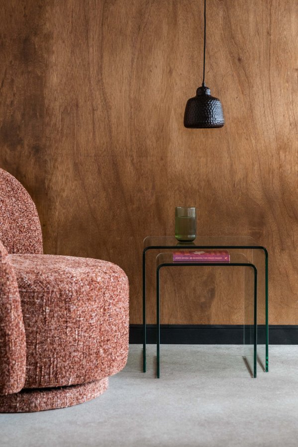 DUTCHBONE sidebord Vetro sett med 2 gjennomsiktig