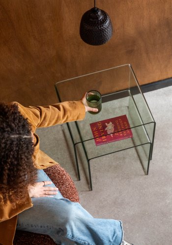 DUTCHBONE sidebord Vetro sett med 2 gjennomsiktig