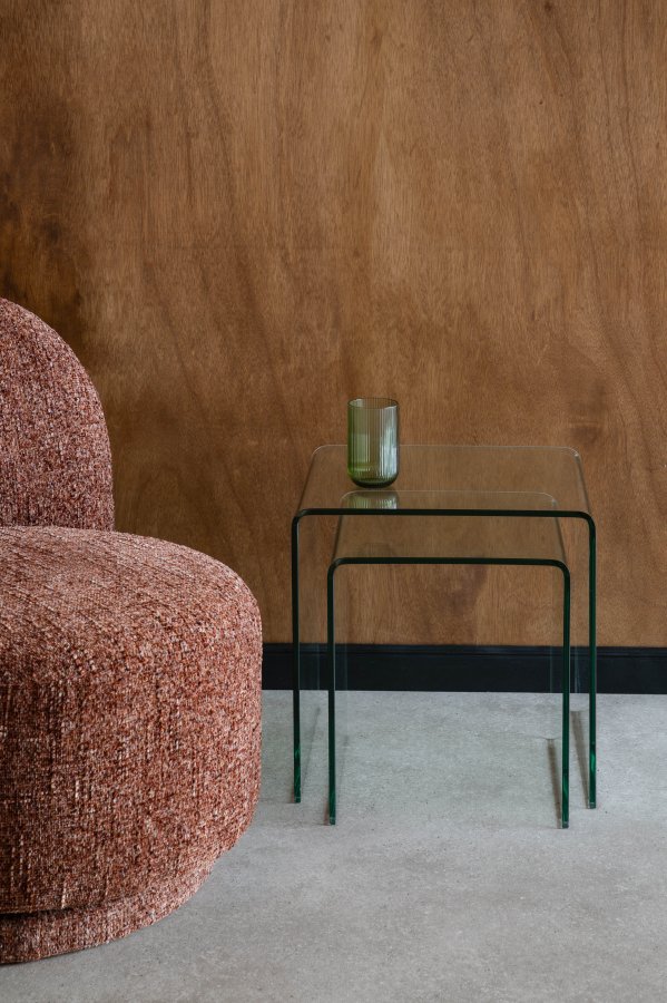 DUTCHBONE sidebord Vetro sett med 2 gjennomsiktig