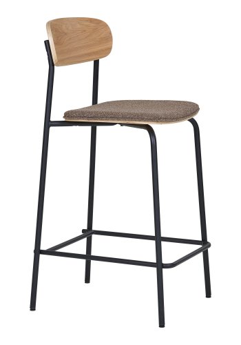 HOUSE NORDIC Estepona benkestol, med ryggsttte, fotsttte - brun polyester, naturlig ask, svart stl