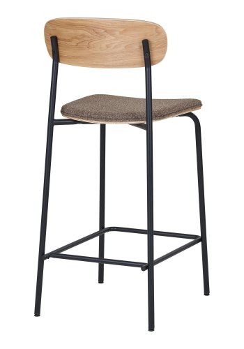 HOUSE NORDIC Estepona benkestol, med ryggsttte, fotsttte - brun polyester, naturlig ask, svart stl