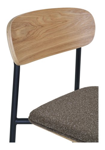 HOUSE NORDIC Estepona benkestol, med ryggsttte, fotsttte - brun polyester, naturlig ask, svart stl