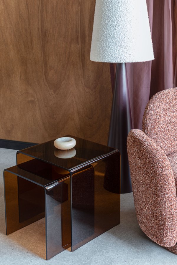 DUTCHBONE sidebord Vetro sett med 2 gjennomsiktig