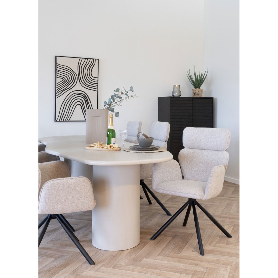 HOUSE NORDIC Cordoba spisestol - Spisestol med svingbar base, sand, svarte ben, HN1279