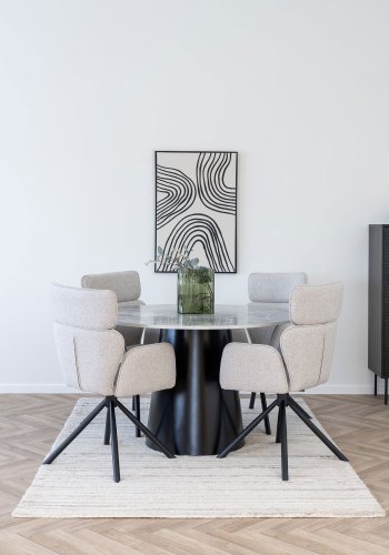 HOUSE NORDIC Cordoba spisestol - Spisestol med svingbar base, sand, svarte ben, HN1279