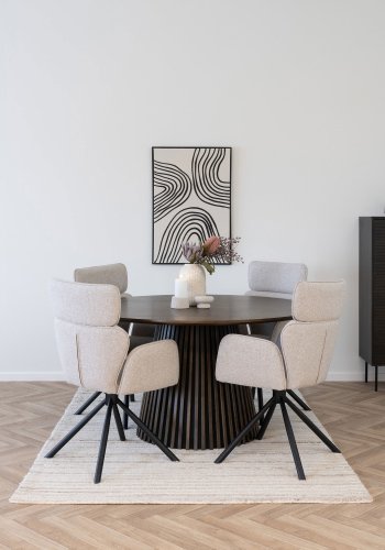 HOUSE NORDIC Cordoba spisestol - Spisestol med svingbar base, sand, svarte ben, HN1279