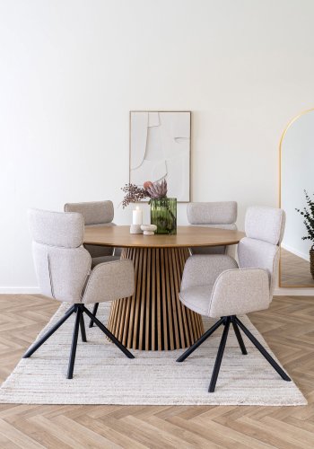 HOUSE NORDIC Cordoba spisestol - Spisestol med svingbar base, sand, svarte ben, HN1279