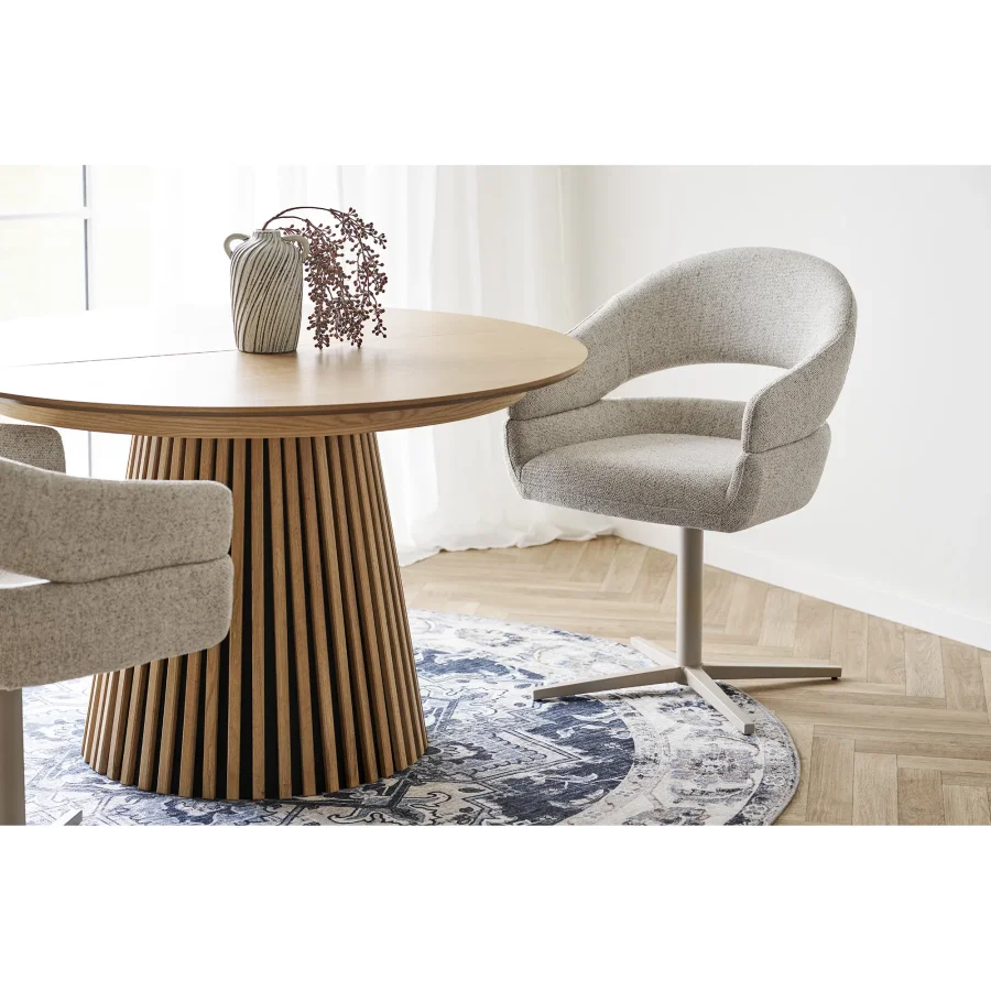 HOUSE NORDIC Dover spisestuestol - Spisestuestol med svingbar base, lys gr, gr ben, HN1283