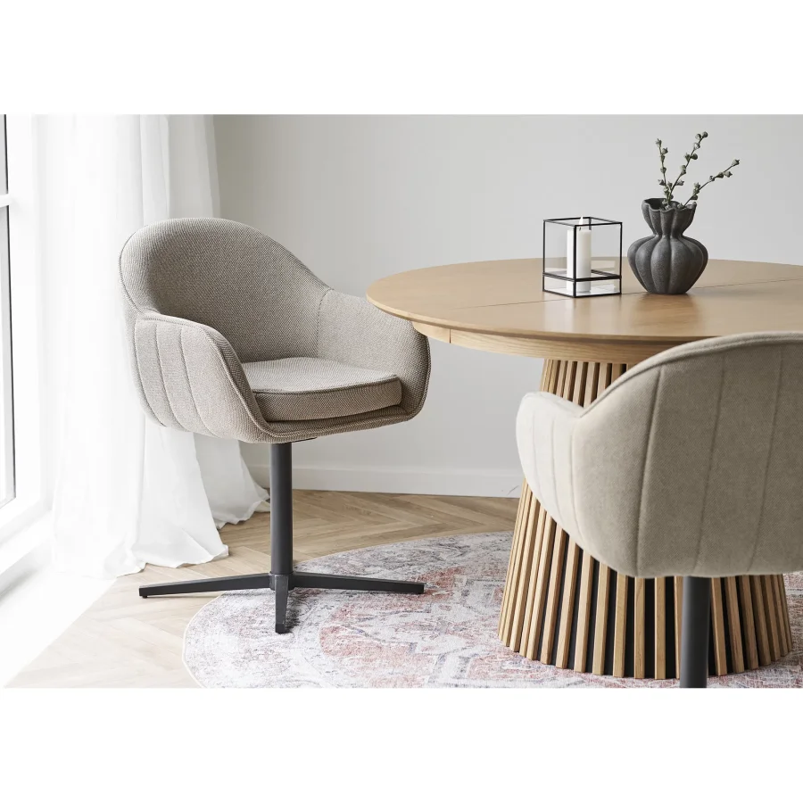 HOUSE NORDIC Tamera spisestol - Spisestol med svingbar base, lys gr, svarte ben, HN1285