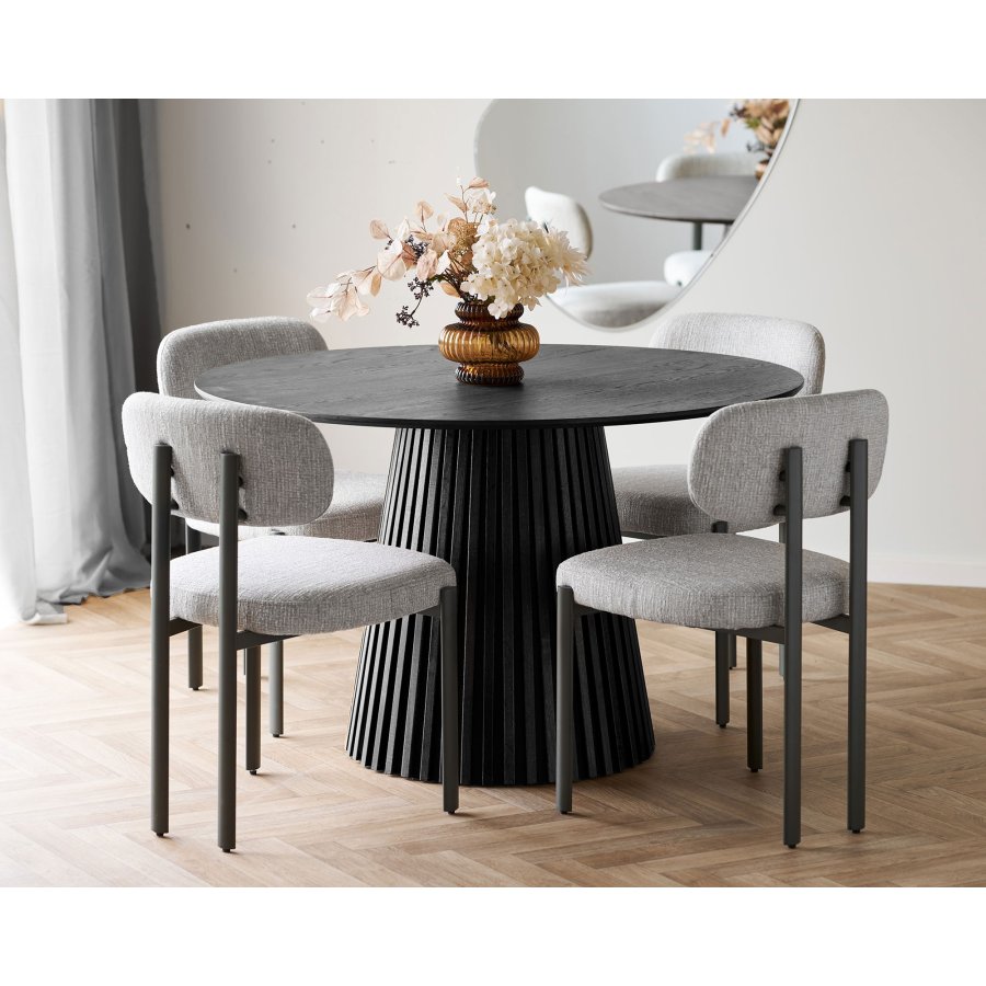 HOUSE NORDIC�Royan spisebordsstol - lysegr� polyester og gr� st�l