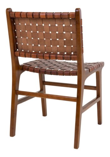 HOUSE NORDIC Perugia spisestuestol - brunt skinn og teak