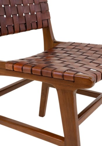 HOUSE NORDIC Perugia spisestuestol - brunt skinn og teak