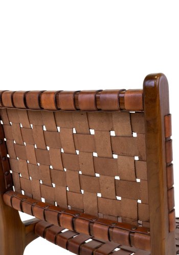 HOUSE NORDIC Perugia spisestuestol - brunt skinn og teak