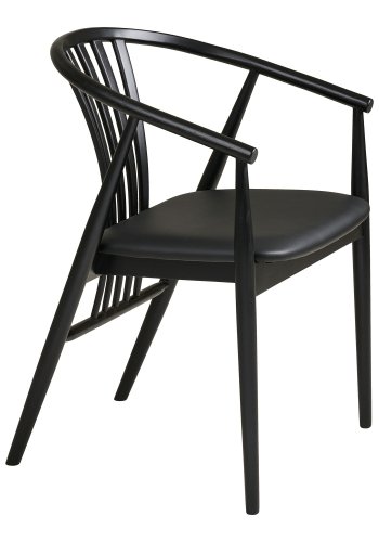 HOUSE NORDIC Agustin spisebordsstol, m. arml�n - sort PU og sort b�getr�