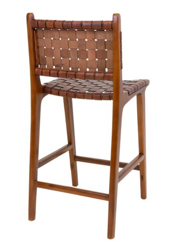 HOUSE NORDIC Perugia benkestol, med ryggsttte og fotsttte - brunt skinn og brun teak