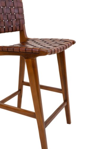 HOUSE NORDIC Perugia benkestol, med ryggsttte og fotsttte - brunt skinn og brun teak