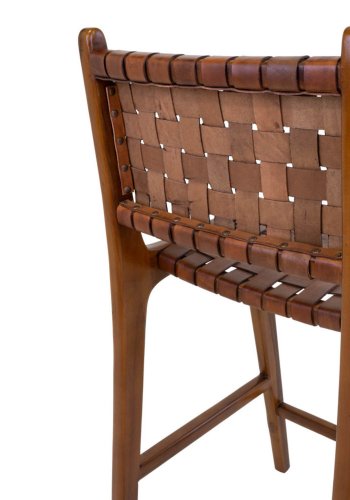 HOUSE NORDIC Perugia benkestol, med ryggsttte og fotsttte - brunt skinn og brun teak