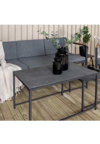 VENTURE DESIGN Dakar sofasett - gr puter, sprayglass og sort stl