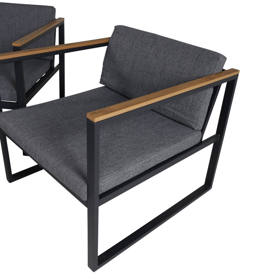 VENTURE DESIGN Dakar sofasett - gr puter, sprayglass og sort stl