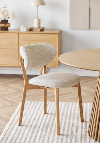 HOUSE NORDIC�Dunkirk spisebordsstol - beige stof og natur egetr�