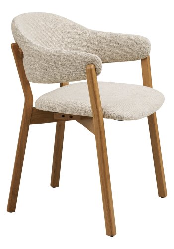 HOUSE NORDIC�Dunkirk spisebordsstol, m. arml�n - beige stof og natur egetr�