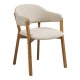 HOUSE NORDIC�Dunkirk spisebordsstol, m. arml�n - beige stof og natur egetr�