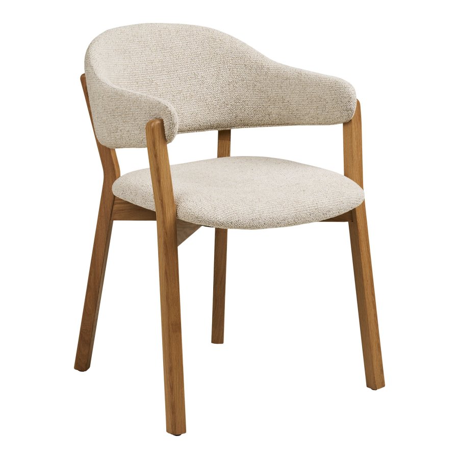 HOUSE NORDIC�Dunkirk spisebordsstol, m. arml�n - beige stof og natur egetr�
