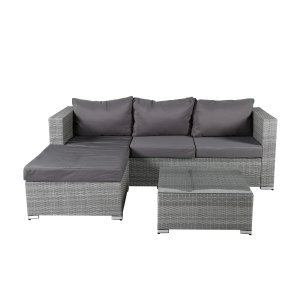 VENTURE DESIGN Rotterdam chaiselongst til haven - gr hynder, glas og gr polyrattan