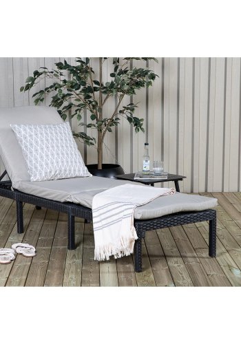 VENTURE DESIGN Bilbao fluktstol, med pute - gr polyester, svart polyrattan og aluminium