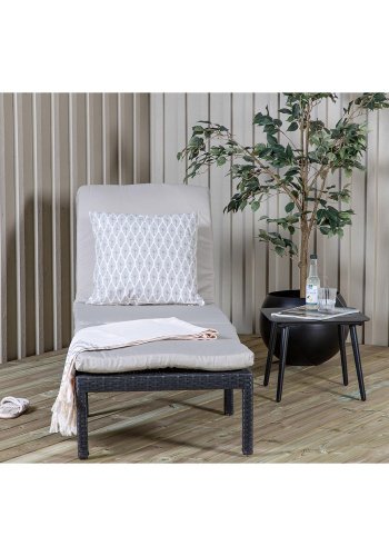 VENTURE DESIGN Bilbao fluktstol, med pute - gr polyester, svart polyrattan og aluminium