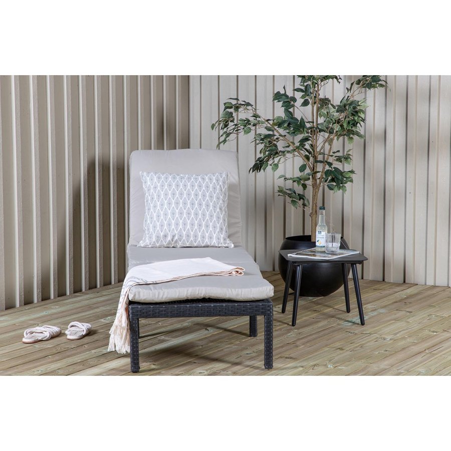 VENTURE DESIGN Bilbao fluktstol, med pute - gr polyester, svart polyrattan og aluminium