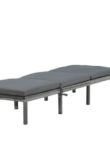 VENTURE DESIGN Bilbao Liegestuhl, mit Kissen &ndash; graues Polyester, graues Polyrattan und Aluminium