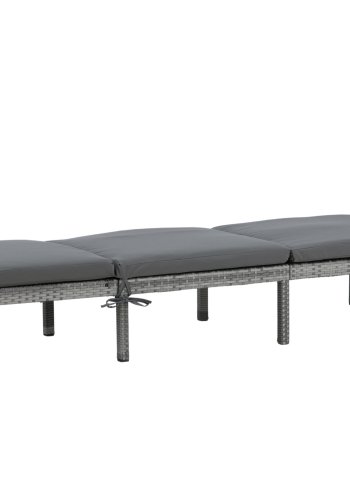 VENTURE DESIGN Bilbao Liegestuhl, mit Kissen &ndash; graues Polyester, graues Polyrattan und Aluminium