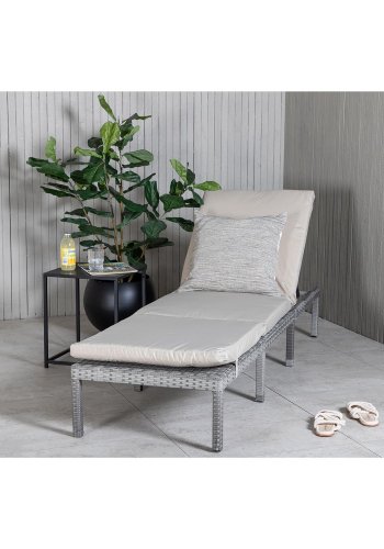 VENTURE DESIGN Bilbao fluktstol, med pute - gr polyester, gr polyrattan og aluminium