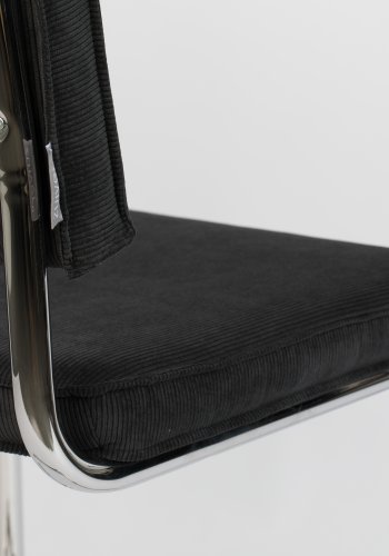 ZUIVER Ridge Rib spisestuestol - svart flyelspolyester og slvkrom