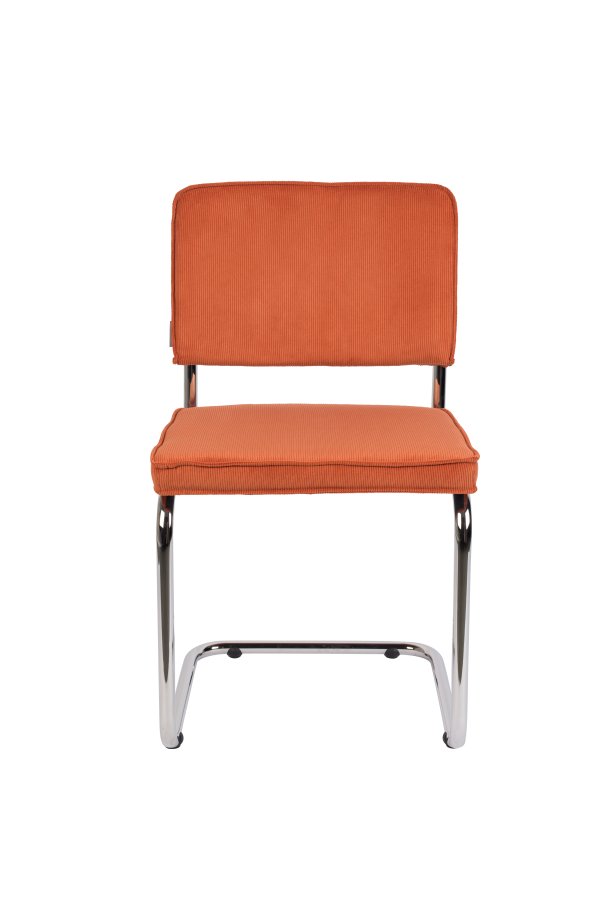 ZUIVER Ridge Rib spisestuestol - oransje flyelspolyester og slvkrom