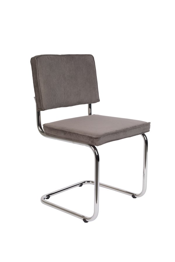 ZUIVER Ridge Rib spisestuestol - gr flyelspolyester og slvkrom