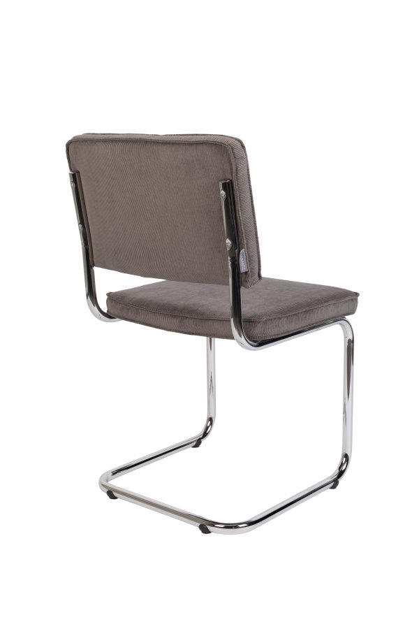 ZUIVER Ridge Rib spisestuestol - gr flyelspolyester og slvkrom