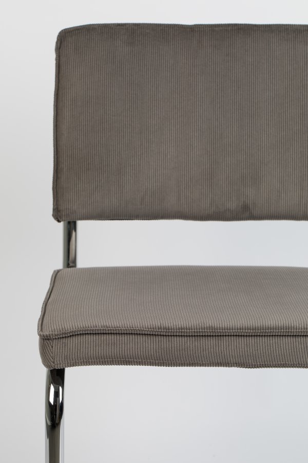 ZUIVER Ridge Rib spisestuestol - gr flyelspolyester og slvkrom