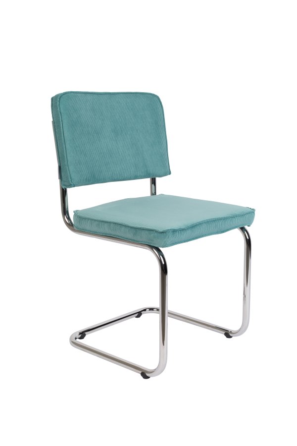 ZUIVER Ridge Rib spisestuestol - bl flyels polyester og slv krom