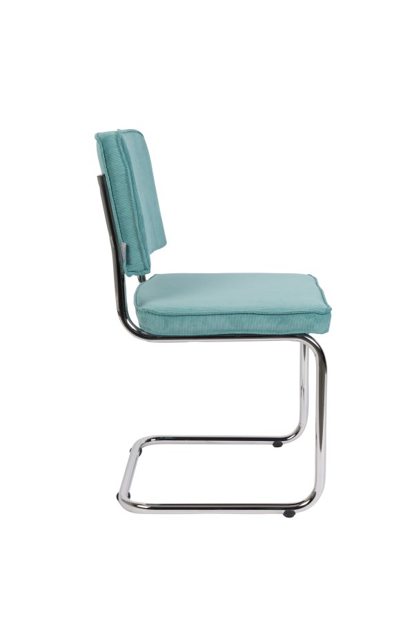 ZUIVER Ridge Rib spisestuestol - bl flyels polyester og slv krom