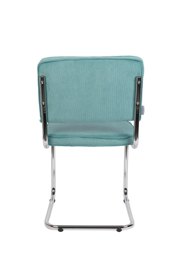 ZUIVER Ridge Rib spisestuestol - bl flyels polyester og slv krom