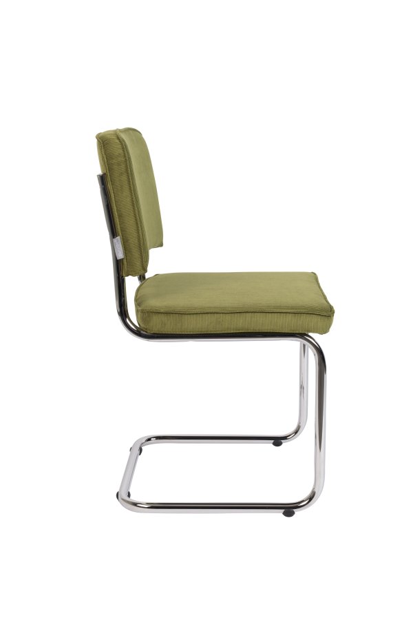 ZUIVER Ridge Rib spisestuestol - grnn flyelspolyester og slvkrom